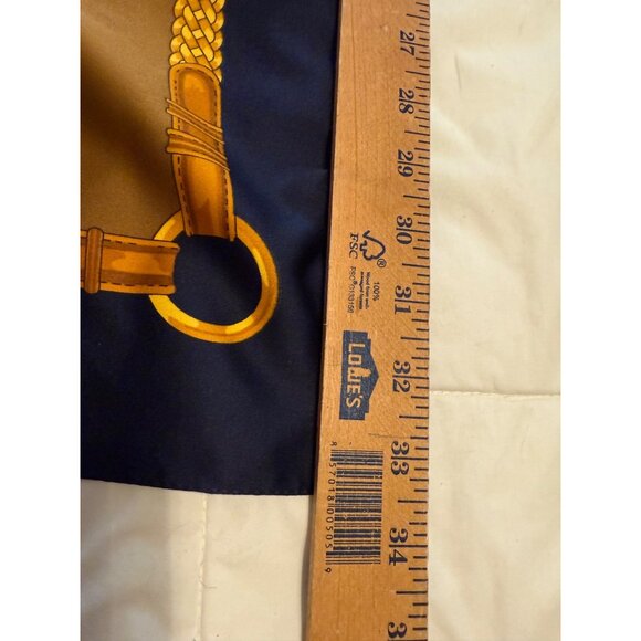 Vtg Equestrian Print Scarf Shawl 33" X 33" Blue & Gold Polyester Square Italy - Picture 6 of 9